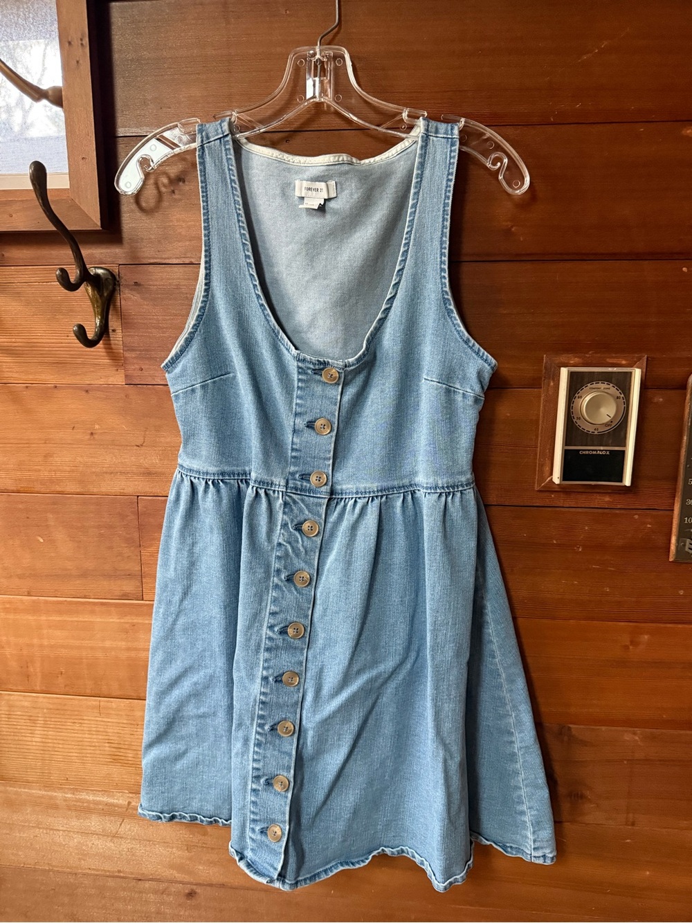 Forever 21 Light Blue Denim Button-Front Mini Dress